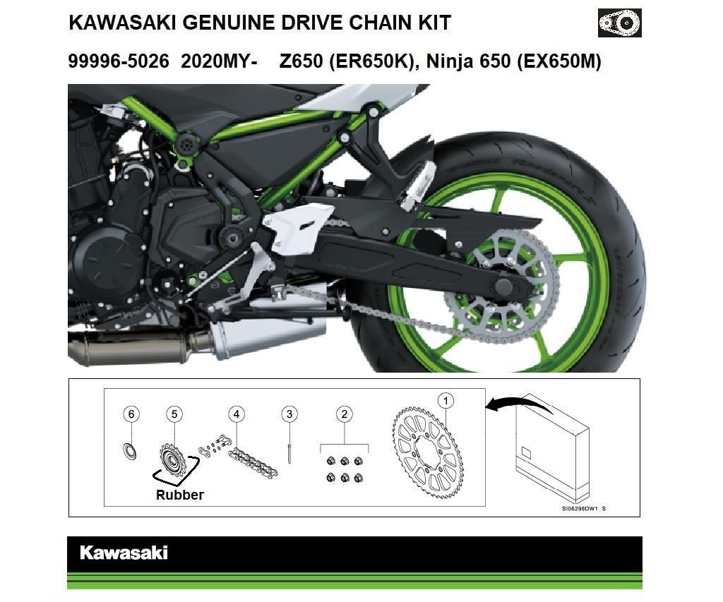 Originální řetězová sada Kawasaki Z 650 / Ninja 650 2020-2022 - KAWASAKI  PŘÍSLUŠENSTVÍ - Originální řetězové sady Kawasaki - 4 399 Kč - Motogaráž.cz  - Vše pro motorkáře na jednom místě!