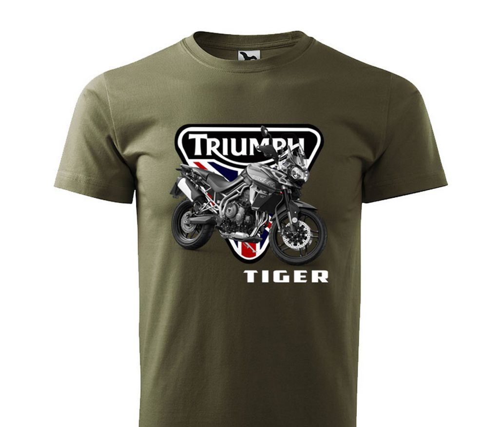 Pánské triko s motivem Triumph Tiger - Military - MOTO TRIKA - Trička  Triumph - 699 Kč - Motogaráž.cz - Vše pro motorkáře na jednom místě!