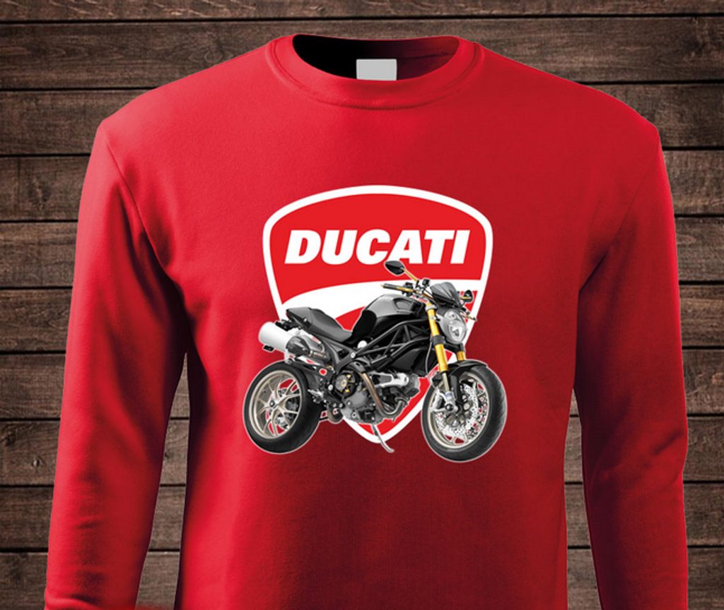 Pánská mikina s motivem Ducati Monster - Červená - MOTO TRIKA - Mikiny  Ducati - 1 199 Kč - Motogaráž.cz - Vše pro motorkáře na jednom místě!
