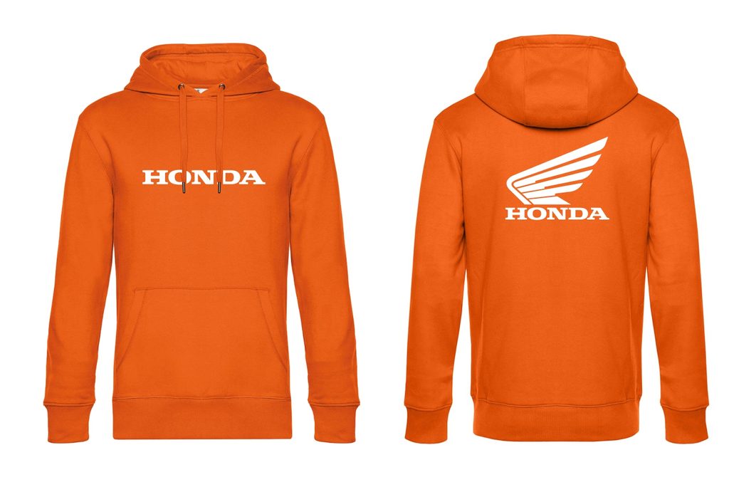 Pánská mikina s kapucí a motivem Honda 3 - Oranžová - MOTO TRIKA - Mikiny  Honda - 1 199 Kč - Motogaráž.cz - Vše pro motorkáře na jednom místě!