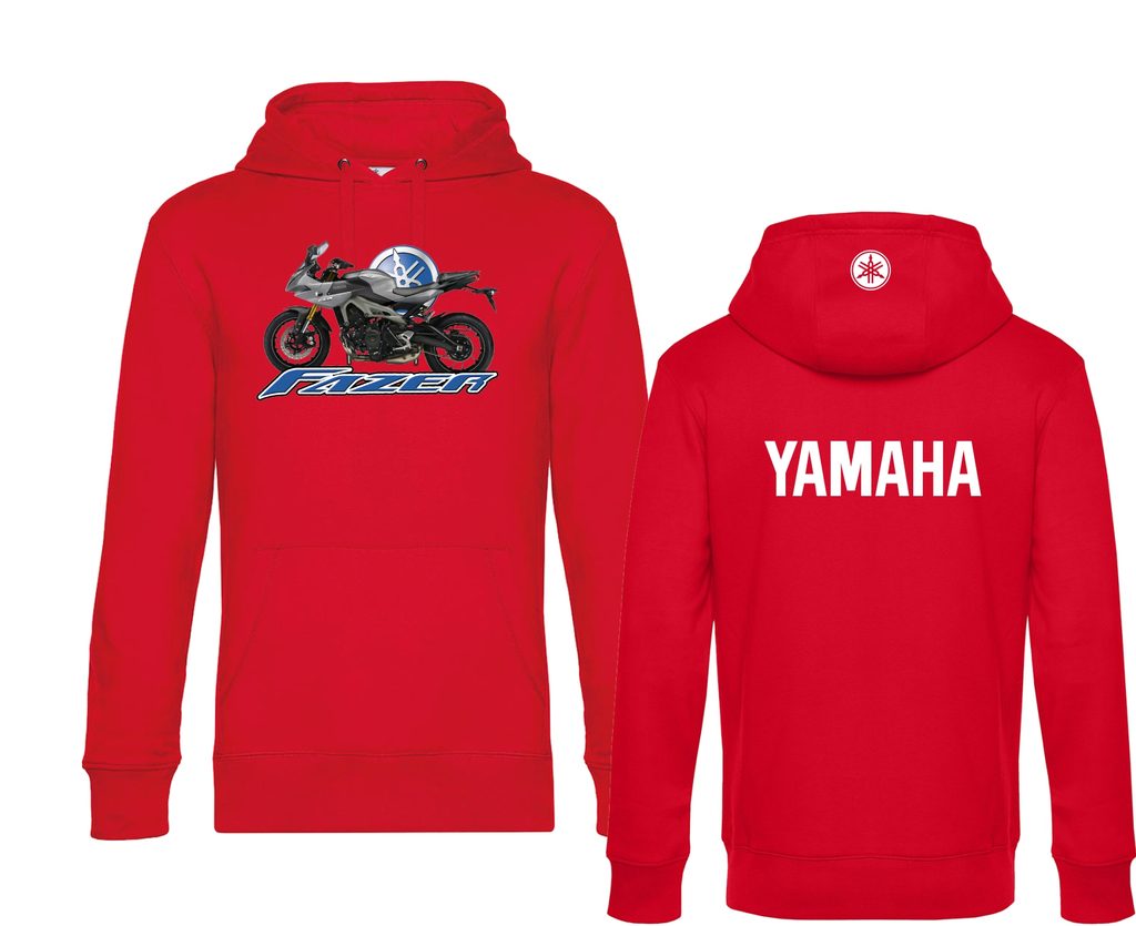 Pánská mikina s kapucí a motivem Yamaha Fazer - Červená - MOTO TRIKA -  Mikiny Yamaha - 1 199 Kč - Motogaráž.cz - Vše pro motorkáře na jednom místě!