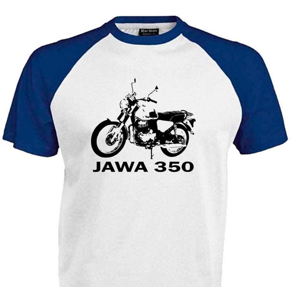 Pánské triko s motivem Jawa 350 - Modro/Bílé - MOTO TRIKA - Trička Jawa -  699 Kč - Motogaráž.cz - Vše pro motorkáře na jednom místě!