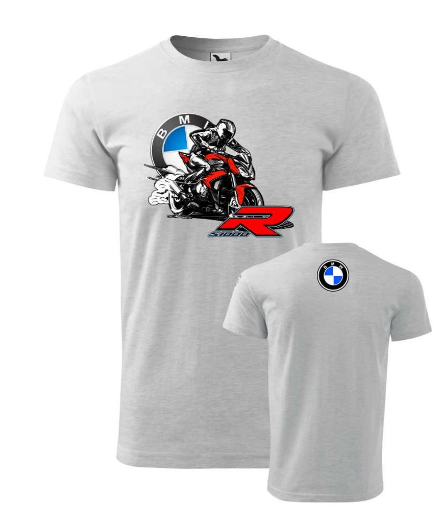 Pánské triko s motivem BMW S 1000 R - Světle šedá - MOTO TRIKA - Trička BMW  - 699 Kč - Motogaráž.cz - Vše pro motorkáře na jednom místě!