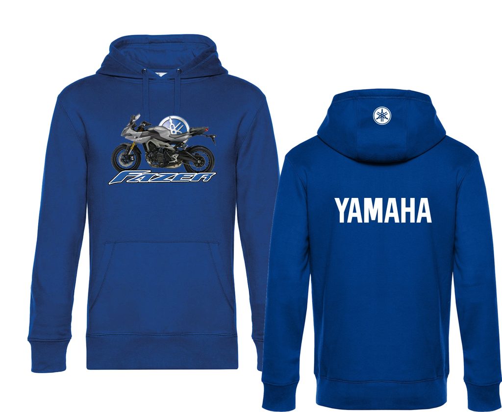 Pánská mikina s kapucí a motivem Yamaha Fazer - Královsky modrá - MOTO  TRIKA - Mikiny Yamaha - 1 199 Kč - Motogaráž.cz - Vše pro motorkáře na  jednom místě!