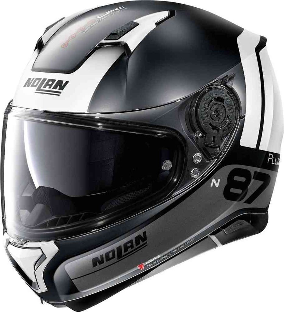 NOLAN N87 Plus Distinctive N-Com Metal Grey/White 23 - NOLAN - Integrální moto  přilby - 5 990 Kč - Motogaráž.cz - Vše pro motorkáře na jednom místě!