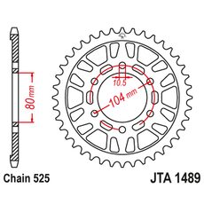 HLINÍKOVÁ ŘETĚZOVÁ ROZETA JT JTA 1489-44BLK 44 ZUBŮ, 525 ČERNÁ