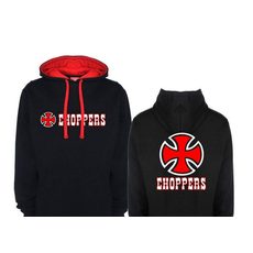 PÁNSKÁ MIKINA S KAPUCÍ A MOTIVEM CHOPPERS 3 - ČERNÁ