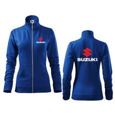 DÁMSKÁ MIKINA NA ZIP S MOTIVEM SUZUKI - MODRÁ
