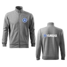 PÁNSKÁ MIKINA NA ZIP S MOTIVEM YAMAHA - ŠEDÁ
