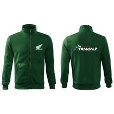 PÁNSKÁ MIKINA NA ZIP S MOTIVEM HONDA TRANSALP - ZELENÁ