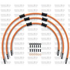 STANDARD HADICE PŘEDNÍ BRZDY SADA VENHILL POWERHOSEPLUS KAW-6004FB-OR (3 HADICE V SADĚ) ORANŽOVÉ HADICE, ČERNÉ KONCOVKY