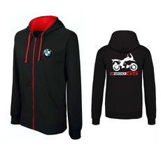 PÁNSKÁ MIKINA NA ZIP S KAPUCÍ A MOTIVEM BMW R 1200 GS - ČERNÁ