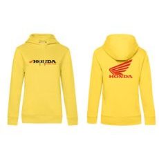 DÁMSKÁ MIKINA S KAPUCÍ A MOTIVEM HONDA - ŽLUTÁ