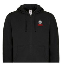 PÁNSKÁ MIKINA NA ZIP S KAPUCÍ A MOTIVEM YAMAHA - VYŠÍVANÁ