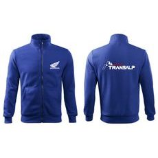 PÁNSKÁ MIKINA NA ZIP S MOTIVEM HONDA TRANSALP - KRÁLOVSKY MODRÁ