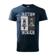 PÁNSKÉ TRIKO S MOTIVEM RETRO BIKER - TMAVĚ MODRÉ