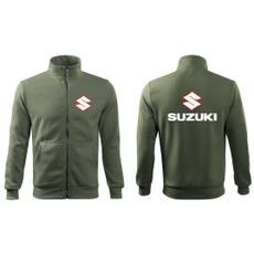 PÁNSKÁ MIKINA NA ZIP S MOTIVEM SUZUKI - KHAKI