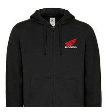 PÁNSKÁ MIKINA NA ZIP S KAPUCÍ A MOTIVEM HONDA - VYŠÍVANÁ