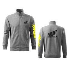 PÁNSKÁ MIKINA NA ZIP S MOTIVEM HONDA HORNET 1 - ŠEDÁ