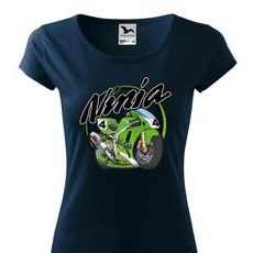 DÁMSKÉ TRIKO S MOTIVEM KAWASAKI NINJA - TMAVĚ MODRÉ