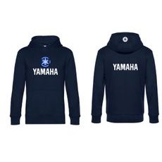 DÁMSKÁ MIKINA S KAPUCÍ A MOTIVEM YAMAHA - TMAVĚ MODRÁ