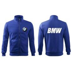 PÁNSKÁ MIKINA NA ZIP S MOTIVEM BMW - KRÁLOVSKY MODRÁ