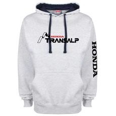 PÁNSKÁ MIKINA S KAPUCÍ A MOTIVEM HONDA TRANSALP - ŠEDÁ