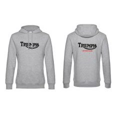 PÁNSKÁ MIKINA S KAPUCÍ A MOTIVEM TRIUMPH - SVĚTLE ŠEDÁ