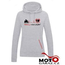 MIKINA S KAPUCÍ MOTORKA JE SRDEČNÍ ZÁLEŽITOST ® SVĚTLE ŠEDÁ DÁMSKÁ