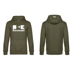PÁNSKÁ MIKINA S KAPUCÍ A MOTIVEM KAWASAKI 2 - KHAKI