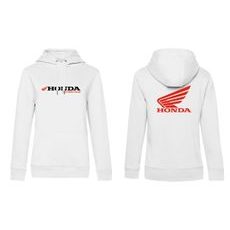 DÁMSKÁ MIKINA S KAPUCÍ A MOTIVEM HONDA - BÍLÁ