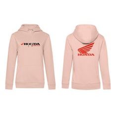 DÁMSKÁ MIKINA S KAPUCÍ A MOTIVEM HONDA - RŮŽOVÁ