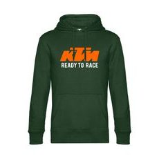 PÁNSKÁ MIKINA S KAPUCÍ A MOTIVEM KTM READY TO RACE - ZELENÁ