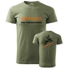 PÁNSKÉ TRIKO S MOTIVEM MOTOCROSS RIDE WITHOUT LIMITS - KHAKI