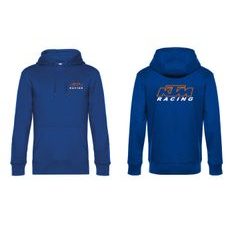 PÁNSKÁ MIKINA S KAPUCÍ A MOTIVEM KTM RACING 3 - KRÁLOVSKY MODRÁ