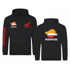 PÁNSKÁ MIKINA S KAPUCÍ A MOTIVEM HONDA REPSOL - ČERNÁ