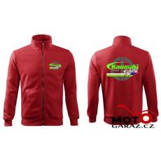PÁNSKÁ KLUBOVÁ MIKINA NA ZIP KAWASAKI BIKERS CZ - ČERVENÁ