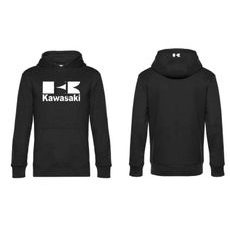 PÁNSKÁ MIKINA S KAPUCÍ A MOTIVEM KAWASAKI 2 - ČERNÁ