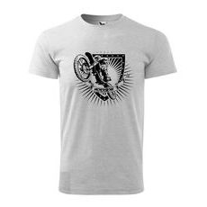 PÁNSKÉ TRIKO S MOTIVEM MOTOCROSS - SVĚTLE ŠEDÉ