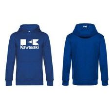 PÁNSKÁ MIKINA S KAPUCÍ A MOTIVEM KAWASAKI 2 - KRÁLOVSKÁ MODRÁ
