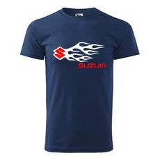 PÁNSKÉ TRIKO S MOTIVEM SUZUKI FLAMES - TMAVĚ MODRÉ