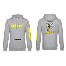 PÁNSKÁ MIKINA S KAPUCÍ A MOTIVEM HONDA HORNET - SVĚTLE ŠEDÁ