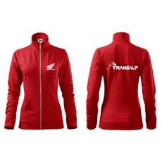 DÁMSKÁ MIKINA NA ZIP S MOTIVEM HONDA TRANSALP - ČERVENÁ