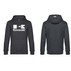 PÁNSKÁ MIKINA S KAPUCÍ A MOTIVEM KAWASAKI 2 - ŠEDÁ
