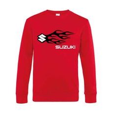 PÁNSKÁ MIKINA S MOTIVEM SUZUKI FLAMES - ČERVENÁ