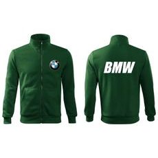 PÁNSKÁ MIKINA NA ZIP S MOTIVEM BMW - ZELENÁ