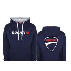 PÁNSKÁ MIKINA S KAPUCÍ A MOTIVEM DUCATI 1 - MODRÁ