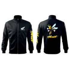 PÁNSKÁ MIKINA NA ZIP S MOTIVEM HONDA HORNET - ČERNÁ