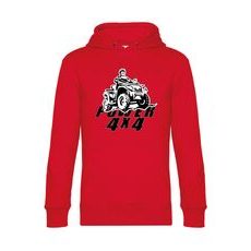 PÁNSKÁ MIKINA S KAPUCÍ A MOTIVEM 4X4 POWER - ČERVENÁ