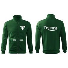 PÁNSKÁ MIKINA NA ZIP S MOTIVEM TRIUMPH - ZELENÁ